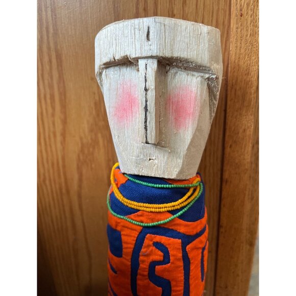 1970’s Wooden Kuna Doll San Blas Islands Panama Handcrafted Hand Stitched Mola - Picture 3 of 10